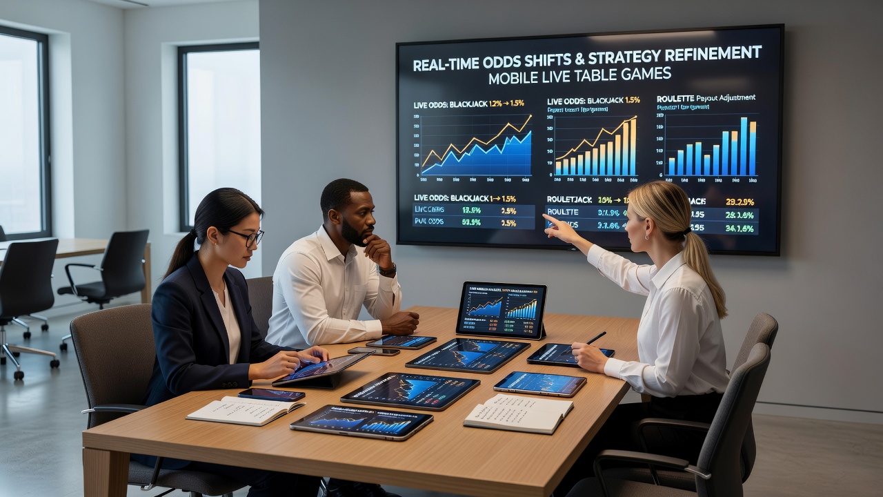 Strategieanpassung bei Live-Tischspielen auf Tablet mit Quoten-Overlay