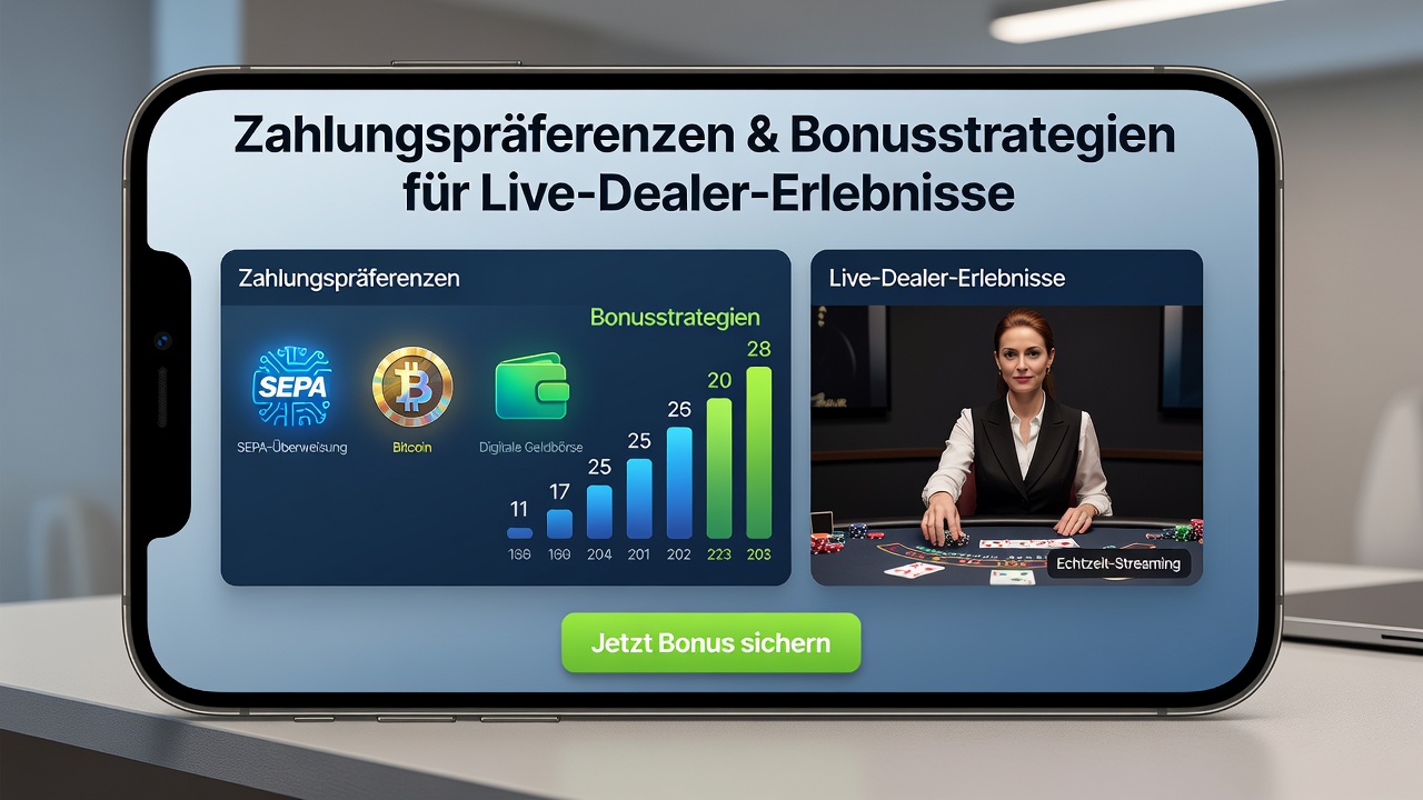 Mobile Live-Dealer-Schnittstelle mit integrierten Zahlungsoptionen auf einer Smartphone-Anzeige